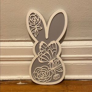 Floral Bunny Wall Decor in Dusty Lavender & Cream